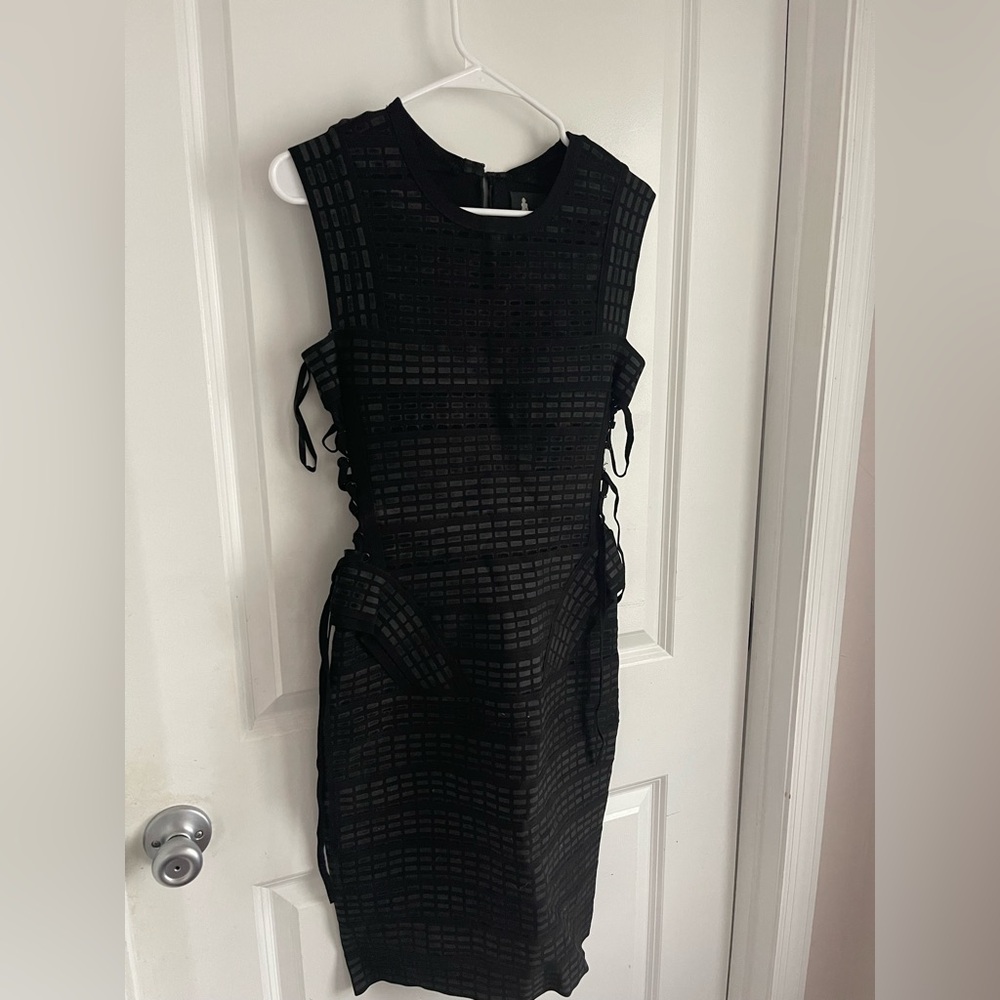 Black Sleeveless Mac Duggal Textured Dress